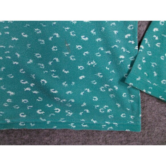 Basic Editions Top Women Medium Green Ditzy Floral Turtleneck Capsule Office Day - Picture 10 of 11